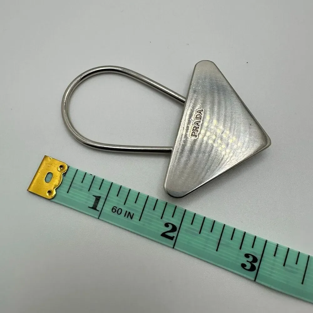 Prada Triangle Silver‎ Tone Key Ring Chain Replacement Lock Bag Charm